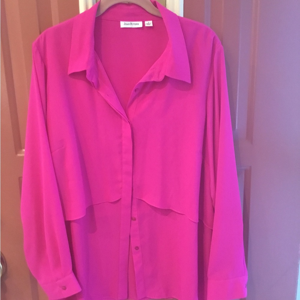 Joan Rivers Pink Dressy Blouse L